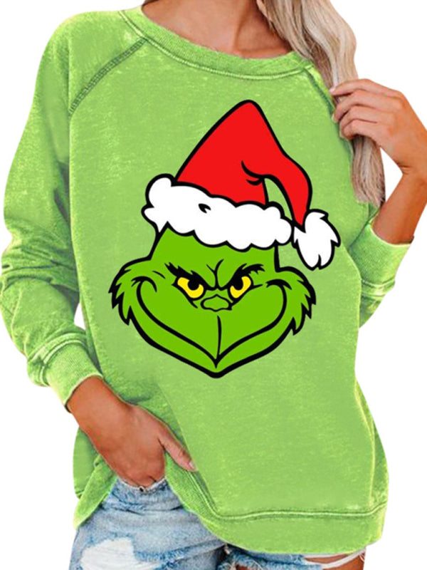 Blue Zone Planet |  Women's Christmas Casual Loose New Grinch Stole Christmas Monster kakaclo