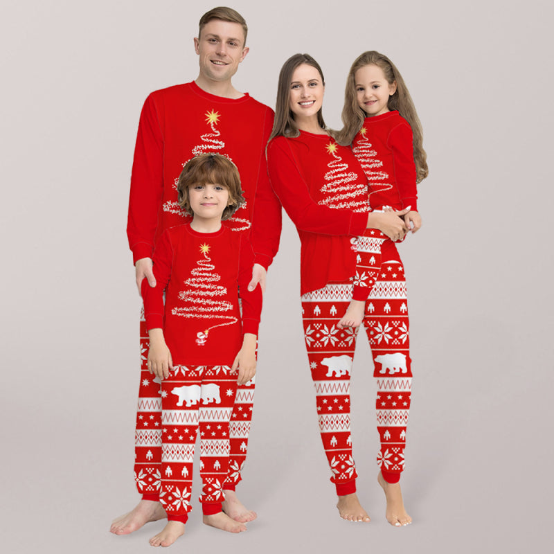 Home clothes printed pajamas Christmas parent-child round neck long sleeve suit-TOPS / DRESSES-[Adult]-[Female]-Red Christmas Print 1-S-2022 Online Blue Zone Planet