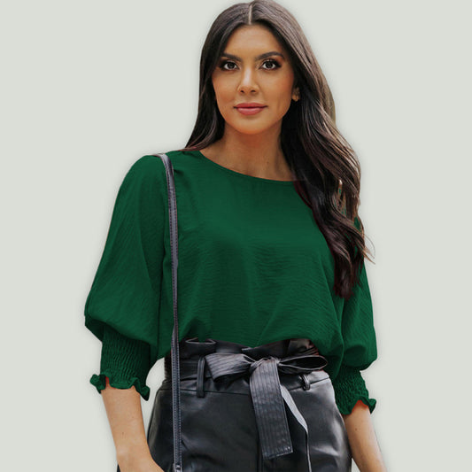 Blue Zone Planet | Solid color top spring loose mid-sleeves BLUE ZONE PLANET