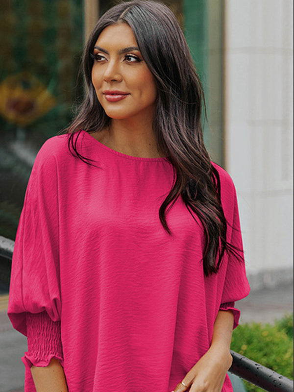 Blue Zone Planet | Solid color top spring loose mid-sleeves BLUE ZONE PLANET