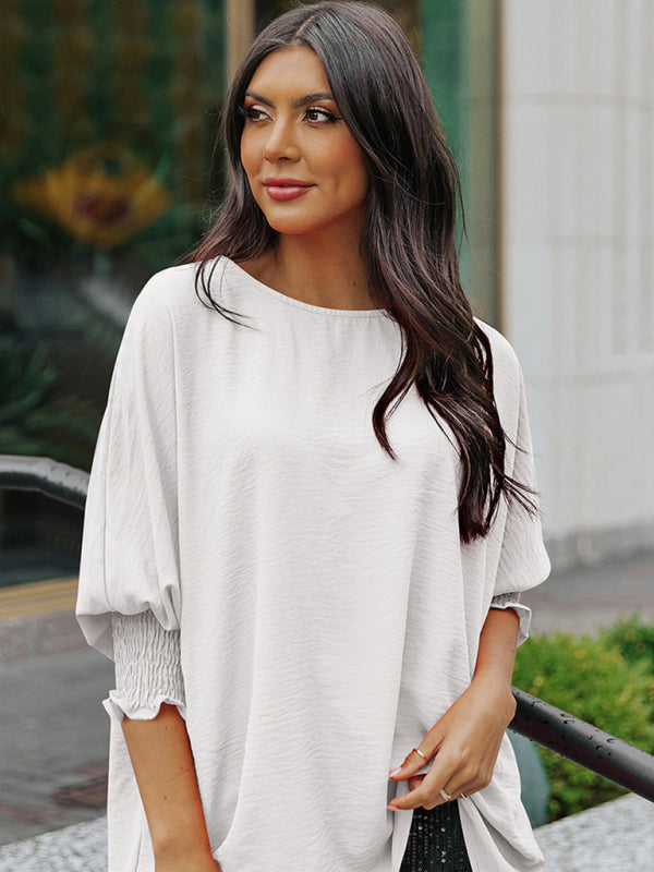 Blue Zone Planet | Solid color top spring loose mid-sleeves BLUE ZONE PLANET