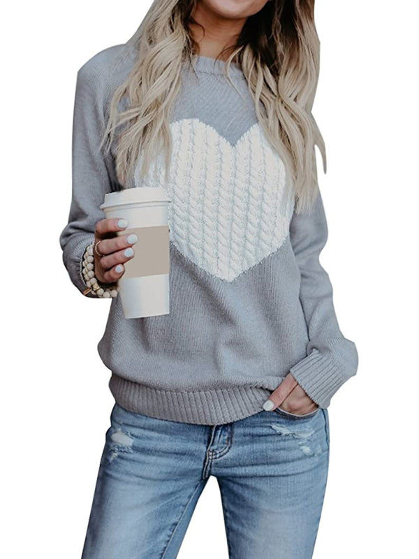 Blue Zone Planet |  Women's knitted sweater plus size love knitted pullover sweater women kakaclo