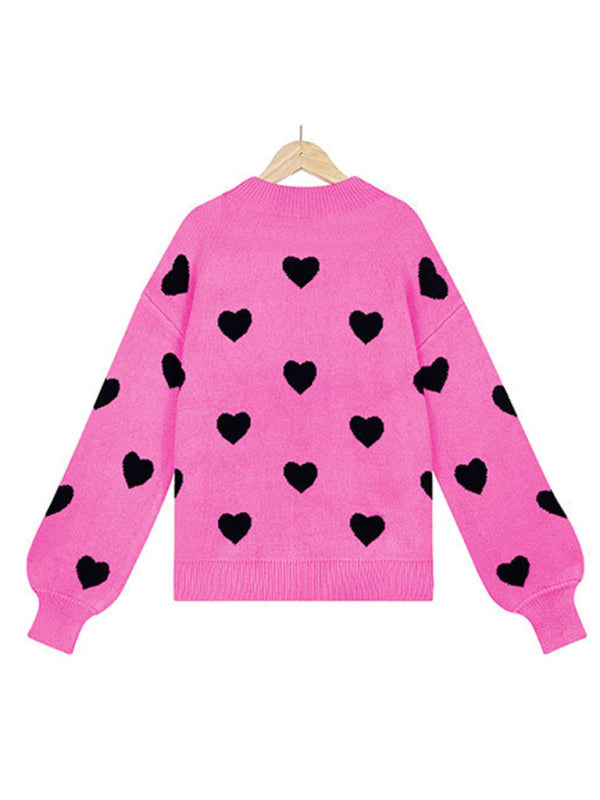 Valentine's Heart Knitwear Large Size Loose Sweater kakaclo