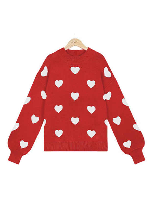 Valentine's Heart Knitwear Large Size Loose Sweater kakaclo