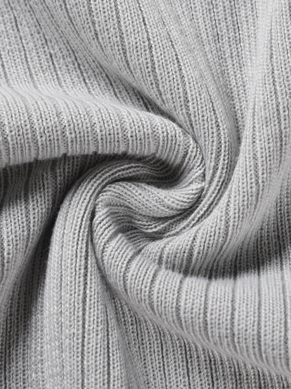 wool knitted puff sleeve high waist mid length dress BLUE ZONE PLANET