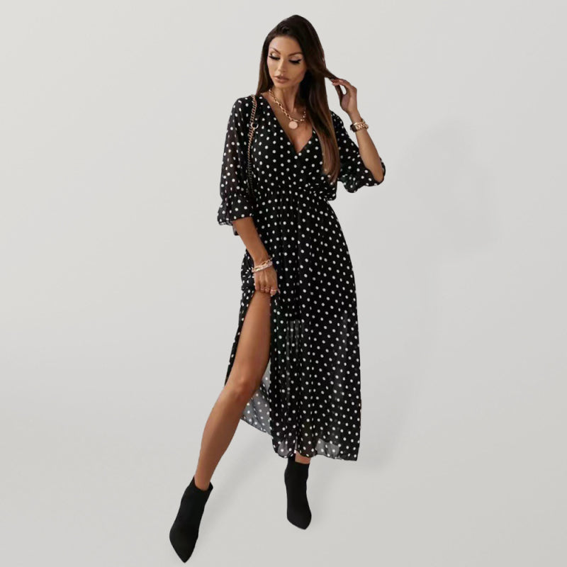 Blue Zone Planet | V-neck chiffon printed dress BLUE ZONE PLANET