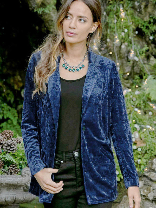 Women's gold velvet long-sleeved suit BLUE ZONE PLANET