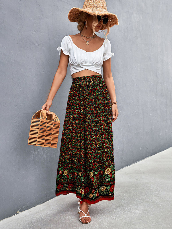 Blue Zone Planet |  holiday high waist floral long skirt BLUE ZONE PLANET