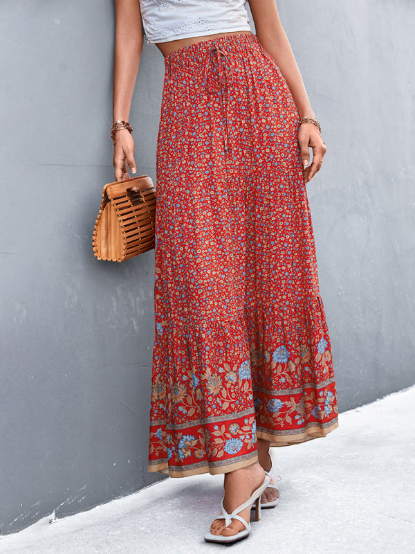 Blue Zone Planet |  holiday high waist floral long skirt BLUE ZONE PLANET