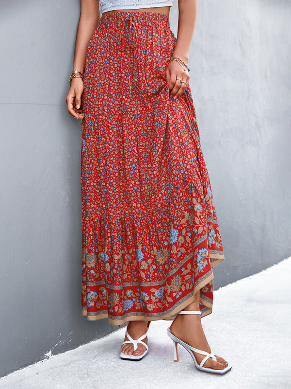 Blue Zone Planet |  holiday high waist floral long skirt BLUE ZONE PLANET