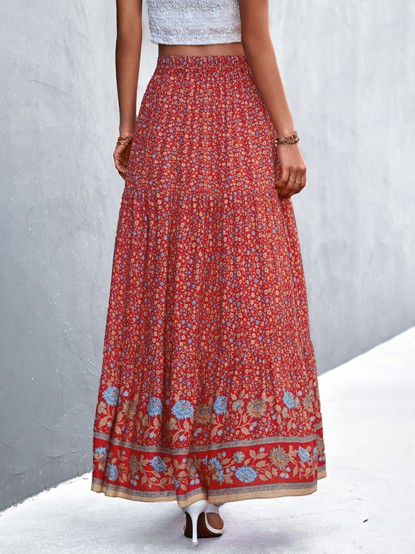 Blue Zone Planet |  holiday high waist floral long skirt BLUE ZONE PLANET