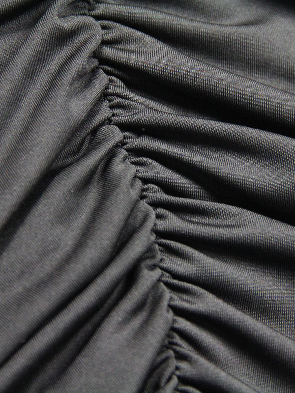 Blue Zone Planet |  deep V strappy pleated dress with ruffles and hips BLUE ZONE PLANET