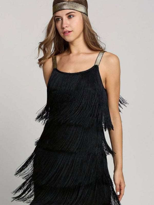 Blue Zone Planet |  Paneled Tassel Sleeveless A-Line Skirt Dress kakaclo