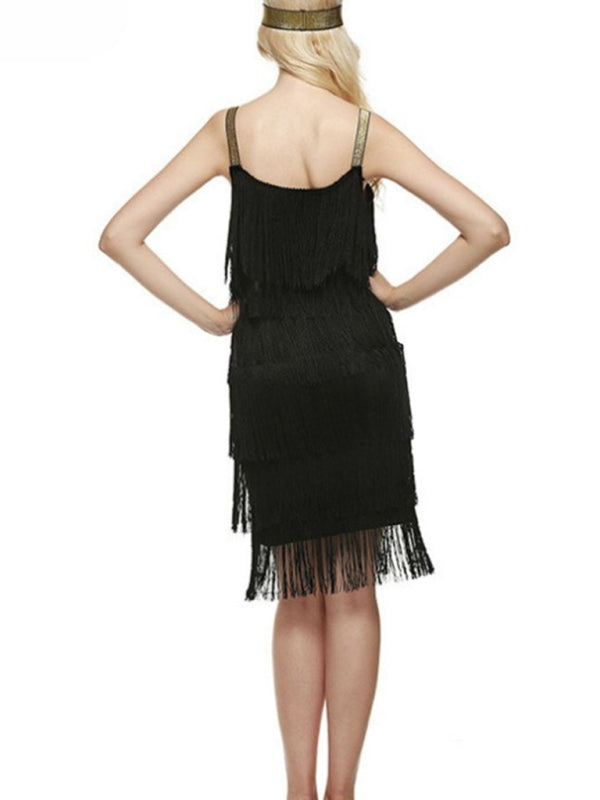 Blue Zone Planet |  Paneled Tassel Sleeveless A-Line Skirt Dress kakaclo