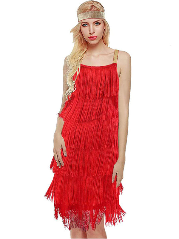 Blue Zone Planet |  Paneled Tassel Sleeveless A-Line Skirt Dress kakaclo