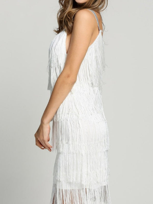 Blue Zone Planet |  Paneled Tassel Sleeveless A-Line Skirt Dress kakaclo