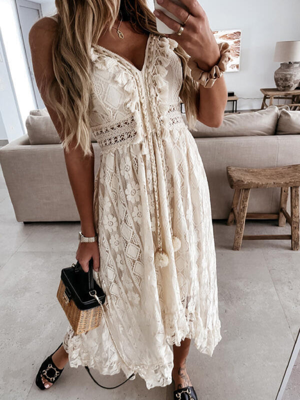 Blue Zone Planet |  Women's solid elegant Lace Slip Dress kakaclo