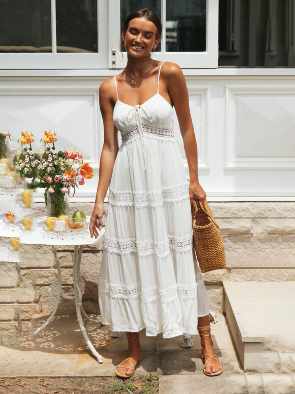 Women's bohemian paneled lace midi dress kakaclo