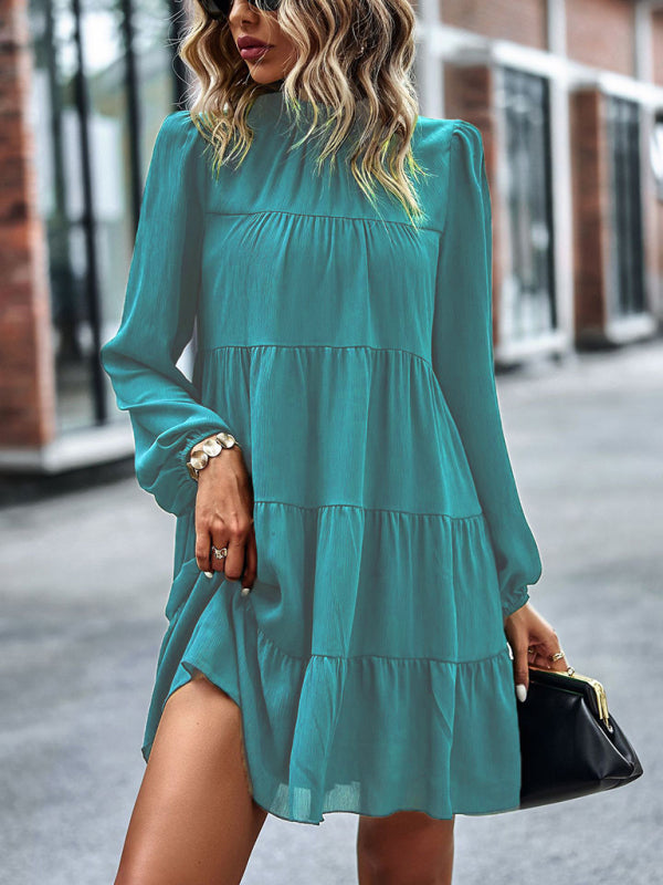 Long-sleeved spring and summer jacquard fur ball elegant A-line skirt for women BLUE ZONE PLANET