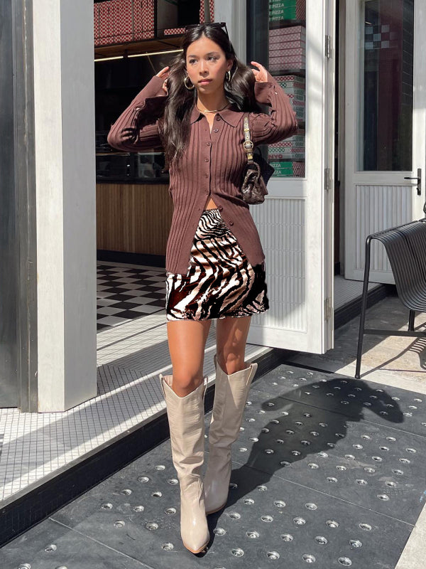 Blue Zone Planet |  Printed mesh skirt high waist double layer slim wrap hip skirt kakaclo