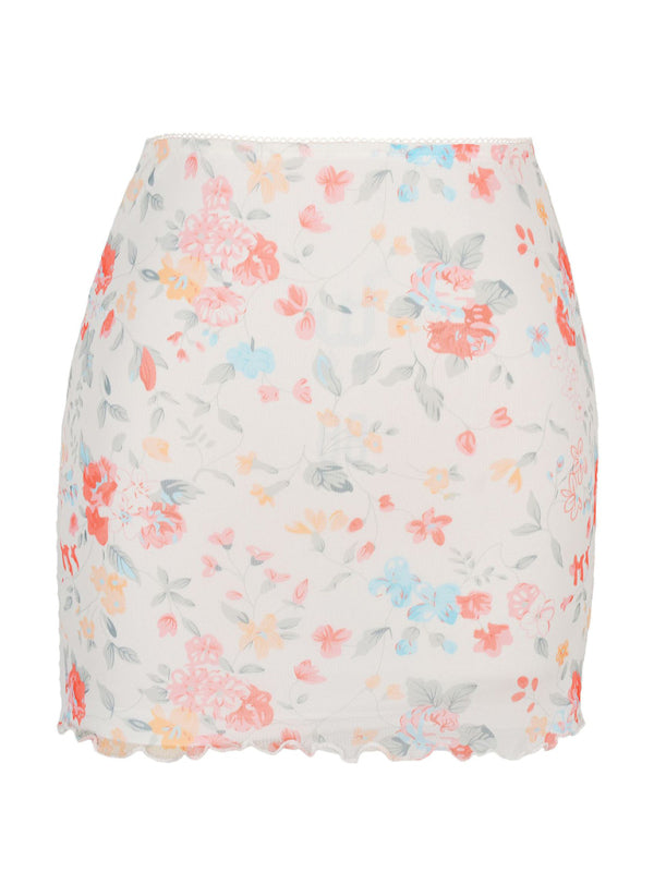 Blue Zone Planet |  Printed mesh skirt high waist double layer slim wrap hip skirt kakaclo