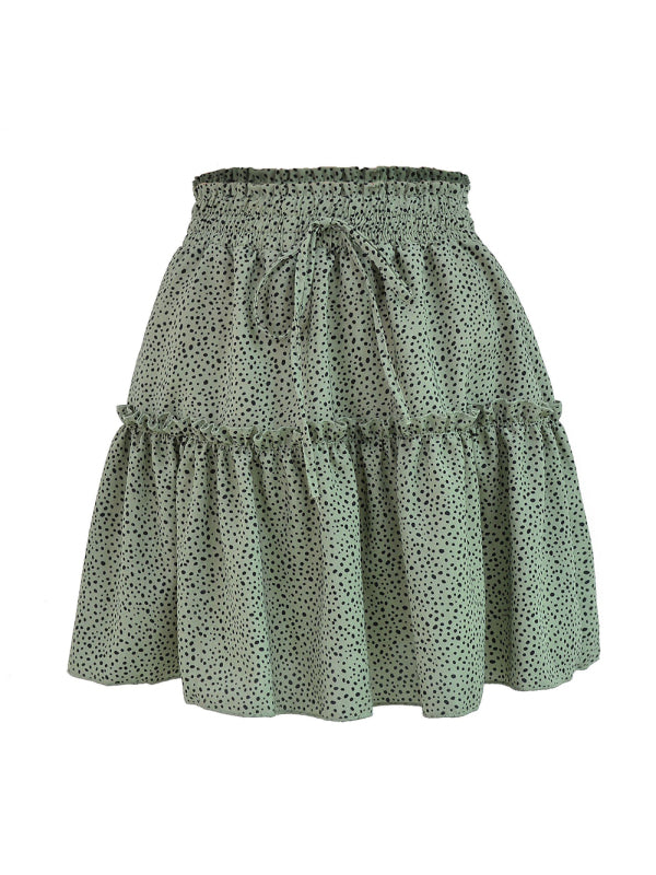Blue Zone Planet |  Ladies High Waist Ruffled Floral Printed A-Line Skirt kakaclo