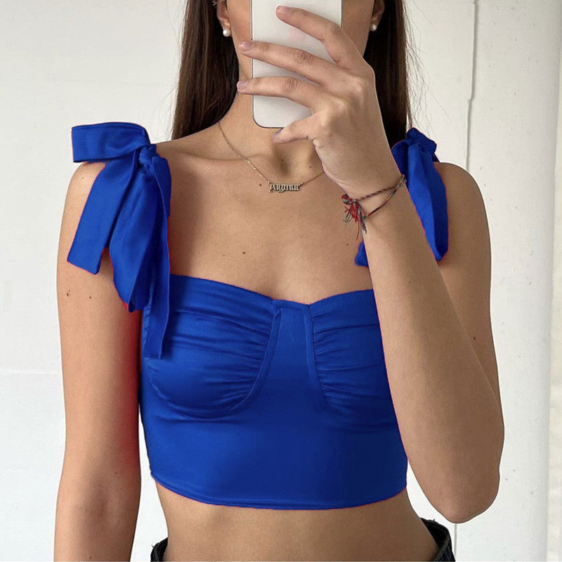Cathy's Pleated low-cut strappy slim camisole with pleated neckline BLUE ZONE PLANET
