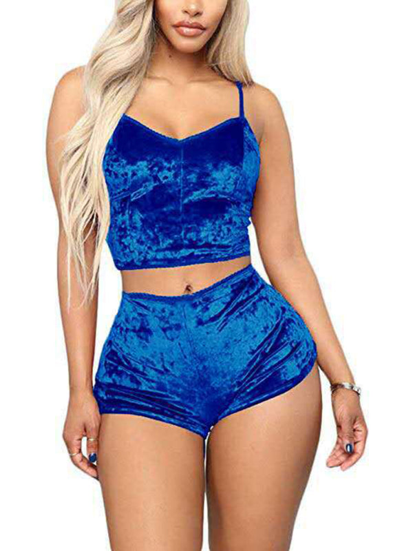 Sophia's Velvet V-Neck Lingerie and Homewear Set kakaclo