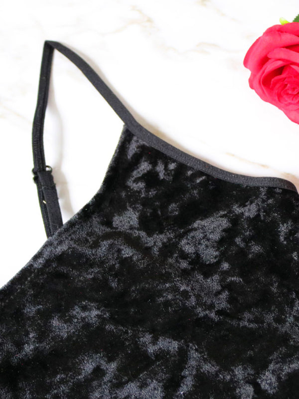 Sophia's Velvet V-Neck Lingerie and Homewear Set kakaclo