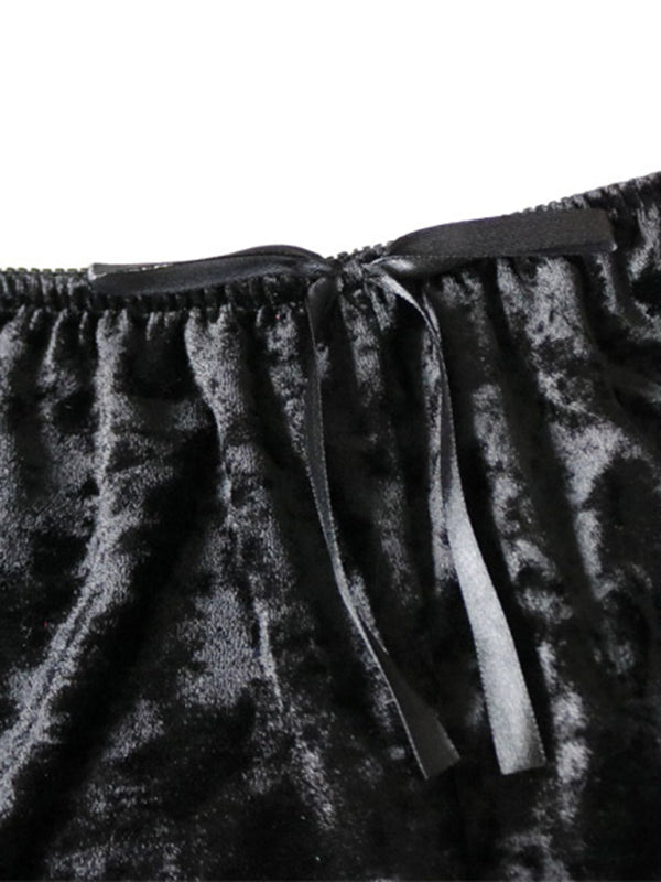 Sophia's Velvet V-Neck Lingerie and Homewear Set kakaclo