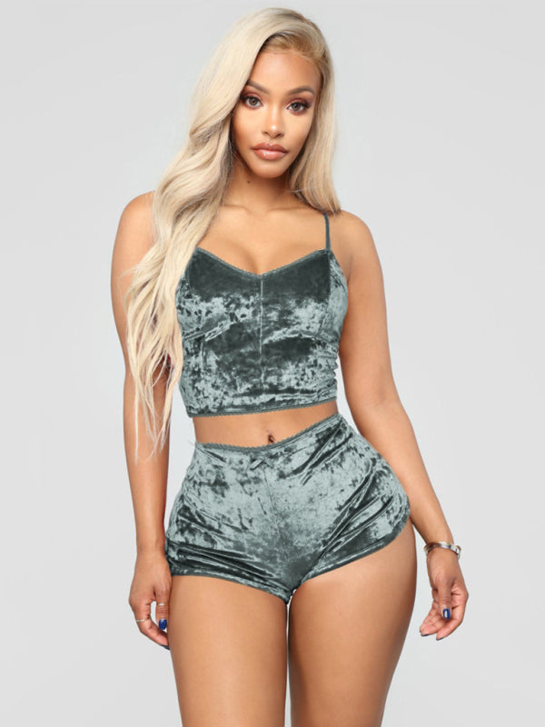 Sophia's Velvet V-Neck Lingerie and Homewear Set kakaclo