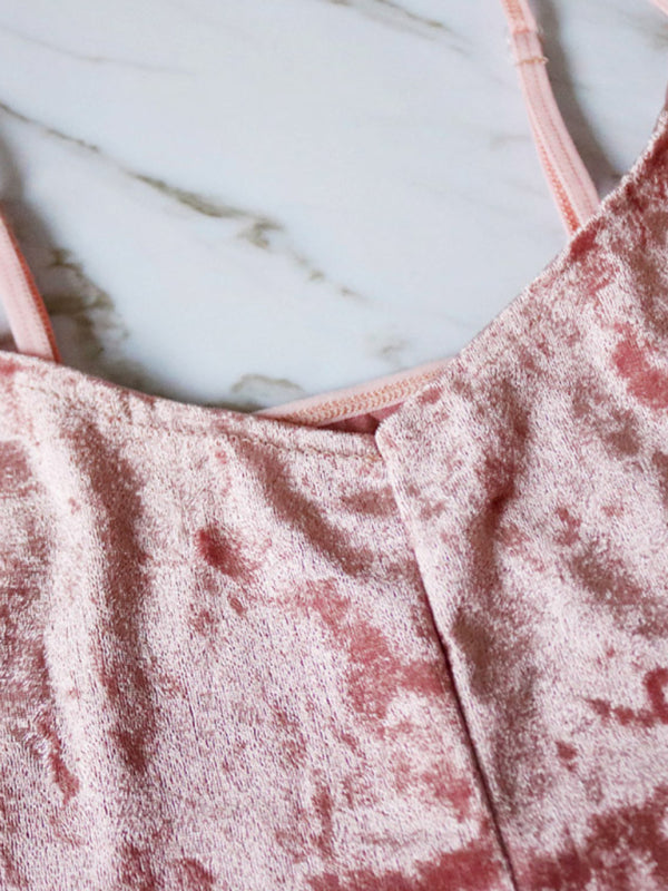 Sophia's Velvet V-Neck Lingerie and Homewear Set kakaclo