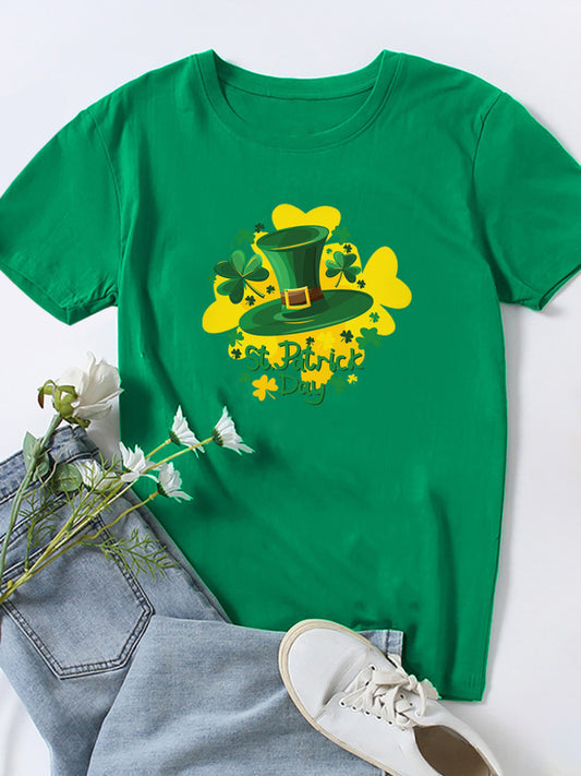 Blue Zone Planet |  St. Patrick's Day T-shirt short-sleeved clover lucky old dwarf print top BLUE ZONE PLANET