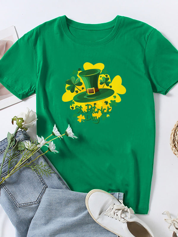 Blue Zone Planet |  St. Patrick's Day T-shirt short-sleeved clover lucky old dwarf print top BLUE ZONE PLANET