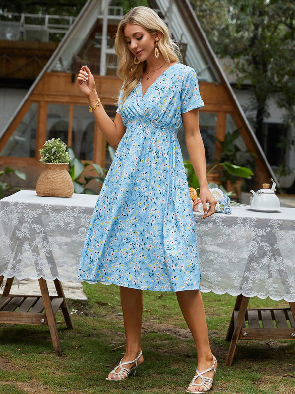 Summer Bohemian Print Square Neck Dress BLUE ZONE PLANET