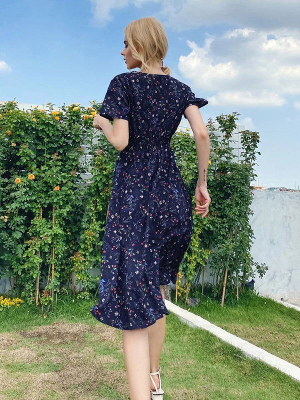 Summer Bohemian Print Square Neck Dress BLUE ZONE PLANET
