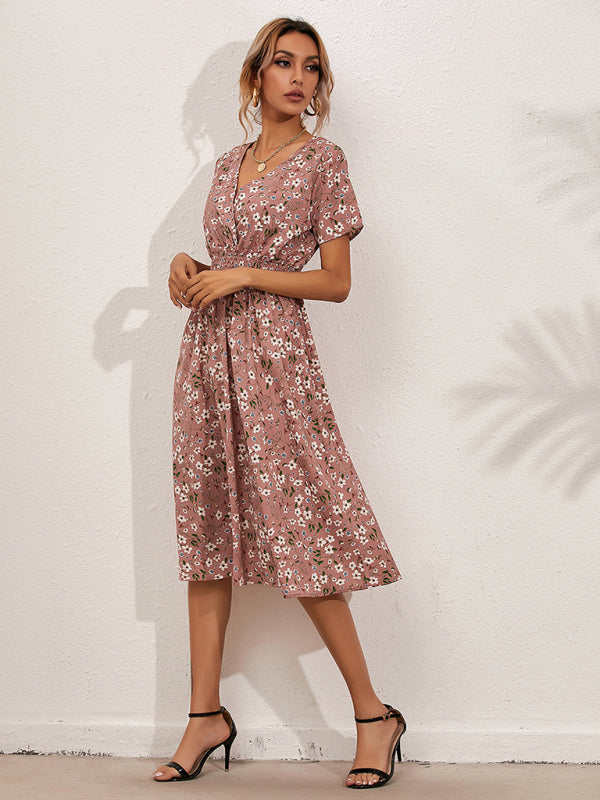 Summer Bohemian Print Square Neck Dress BLUE ZONE PLANET
