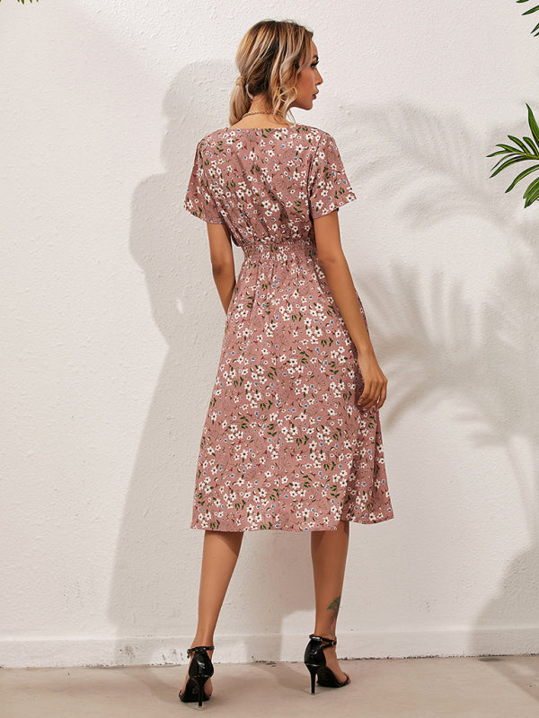 Summer Bohemian Print Square Neck Dress BLUE ZONE PLANET