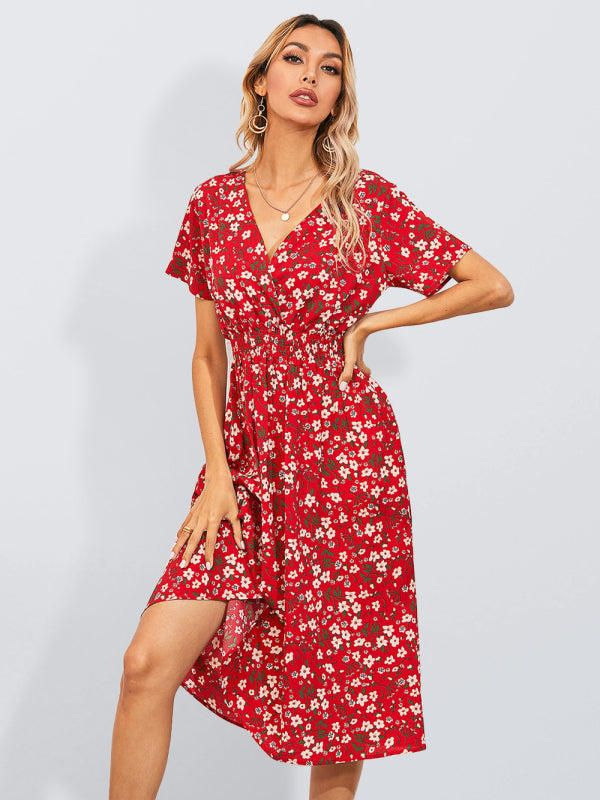 Summer Bohemian Print Square Neck Dress BLUE ZONE PLANET
