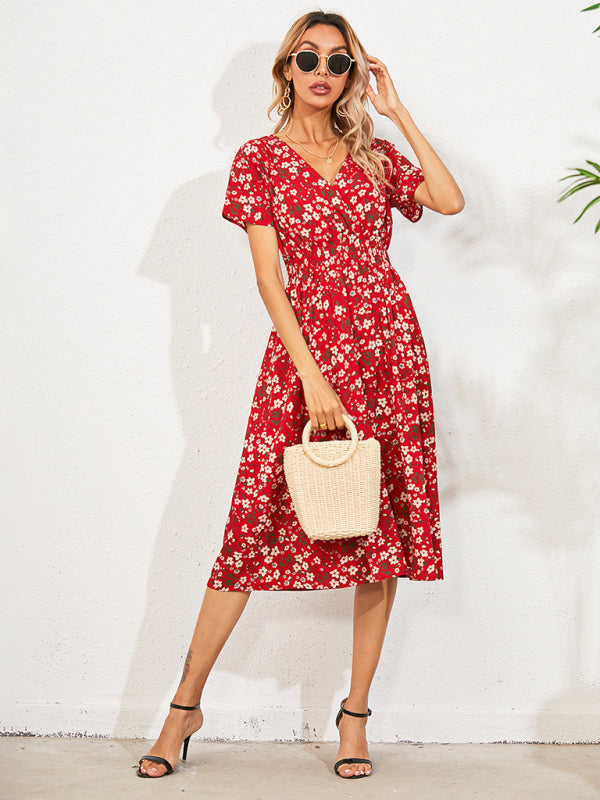 Summer Bohemian Print Square Neck Dress BLUE ZONE PLANET