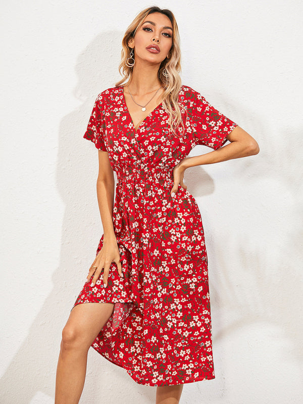 Summer Bohemian Print Square Neck Dress BLUE ZONE PLANET