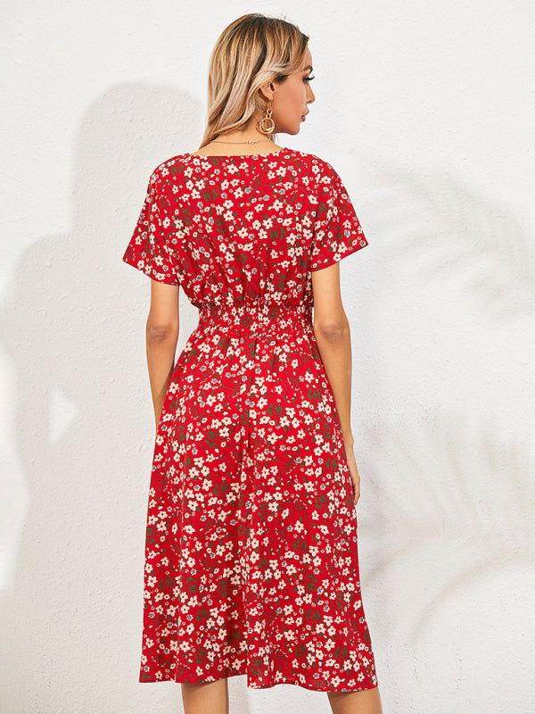 Summer Bohemian Print Square Neck Dress BLUE ZONE PLANET