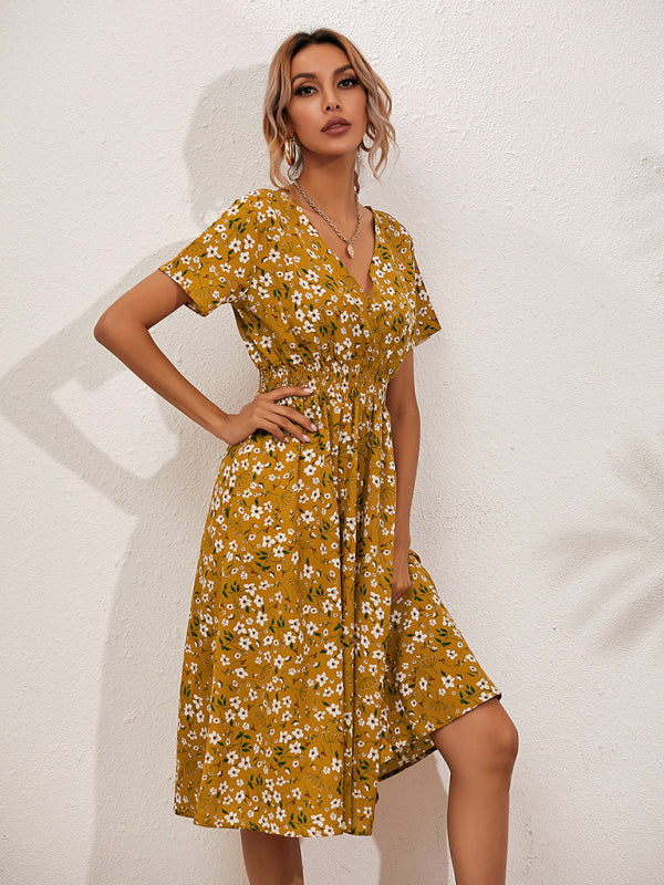 Summer Bohemian Print Square Neck Dress BLUE ZONE PLANET