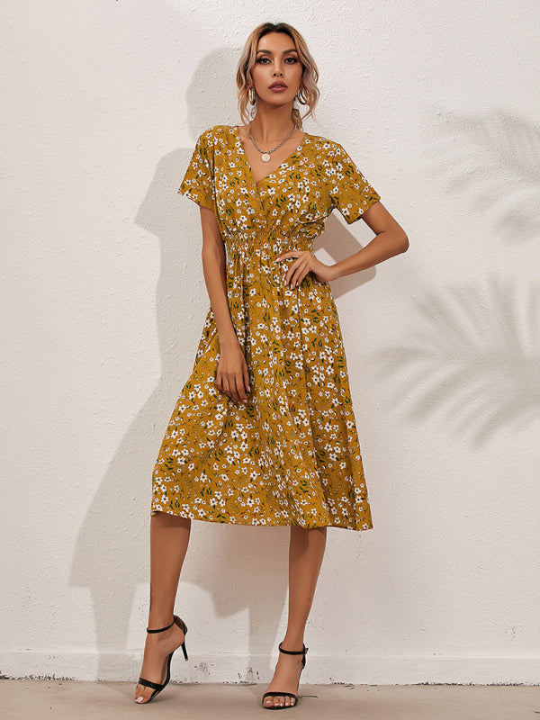 Summer Bohemian Print Square Neck Dress BLUE ZONE PLANET