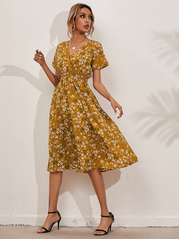 Summer Bohemian Print Square Neck Dress BLUE ZONE PLANET
