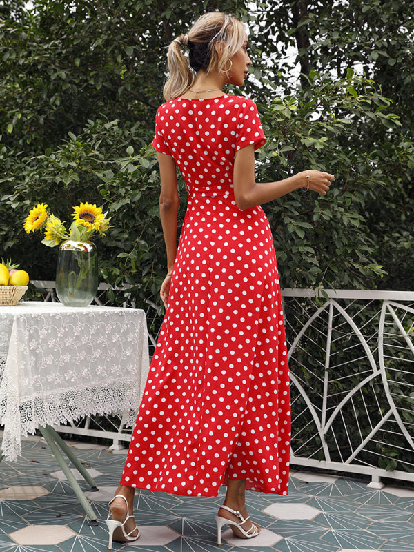 polka dot maxi dress short sleeve ASOS DESIGN short sleeve low back maxi dress in monochrome polka dot