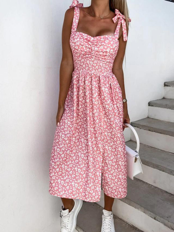 Holiday Print Wrapped Chest Dress kakaclo