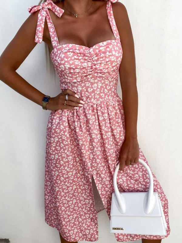 Holiday Print Wrapped Chest Dress kakaclo