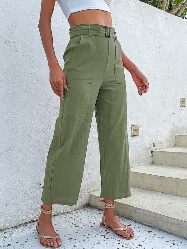 woven cotton cropped wide-leg pants kakaclo
