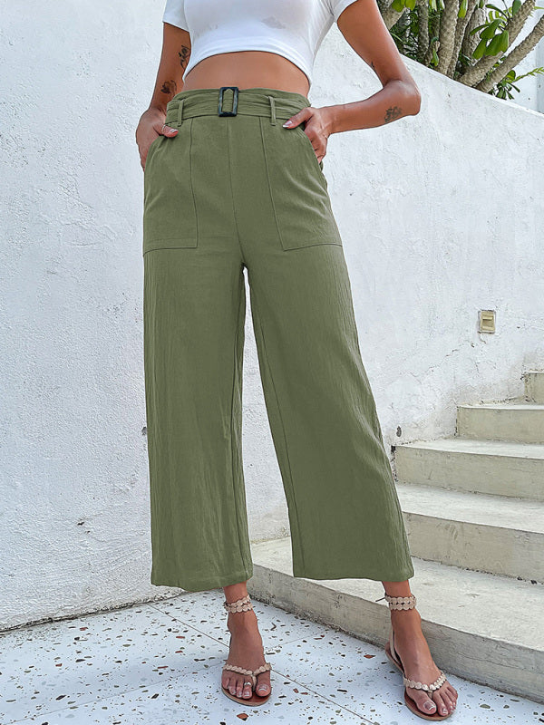 woven cotton cropped wide-leg pants kakaclo